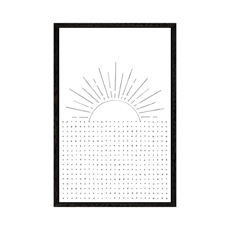 Line Art Sunset - Print on Canvas, Black Framed, 66.04cm H x 45.72cm W x 3.81cm D