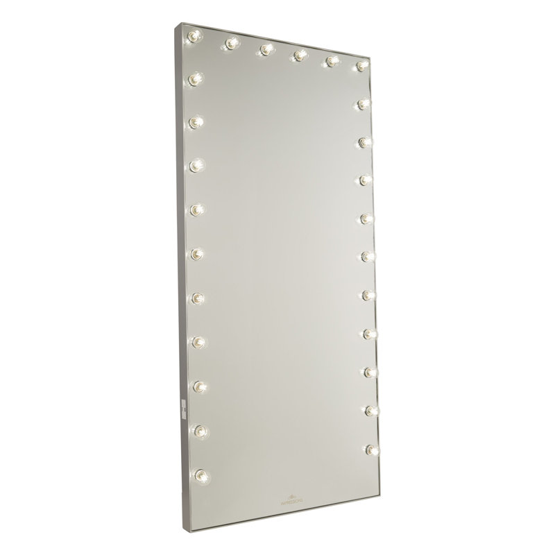 Hollywood Glow Lite FL Pro Full Length LED Floor Mirror Wall Mount Lighted Vanity Mirror with Lights, Silver