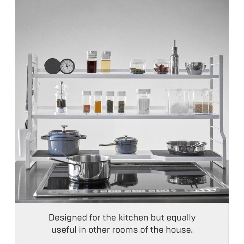 Yamazaki Modern 3-Tier White Steel Countertop Kitchen Shelf