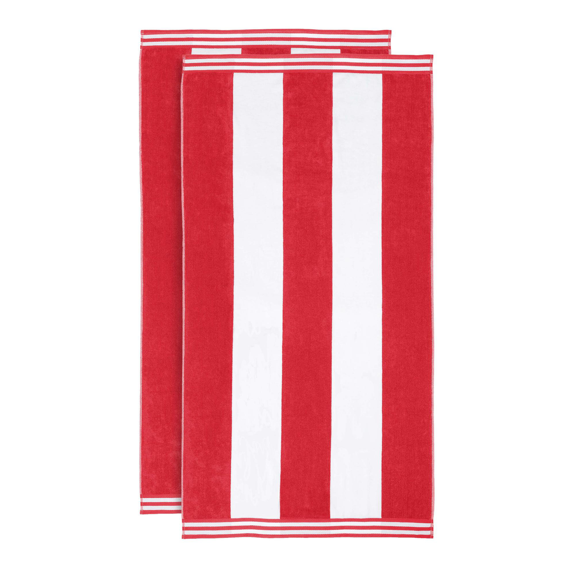 Calheta Cotton Oversized Cabana Stripe Beach Towels, 2, Red