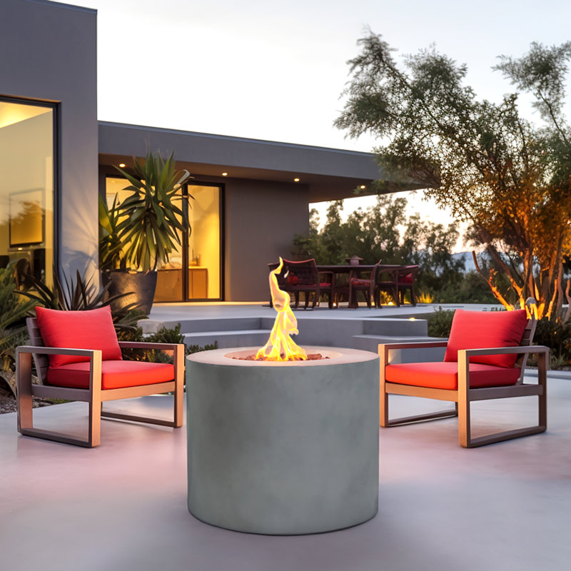 Rodeny 32"  Propane Gas Outdoor Alloy Steel With Concrete Style Fire Pit with Lid