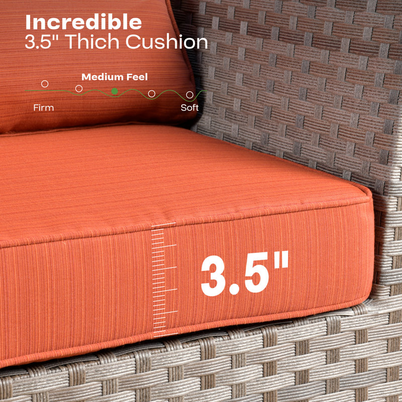 Belby Premium All-Weather Wicker 8 - Person Modular Patio Conversation Set with Cushions, Orange Red