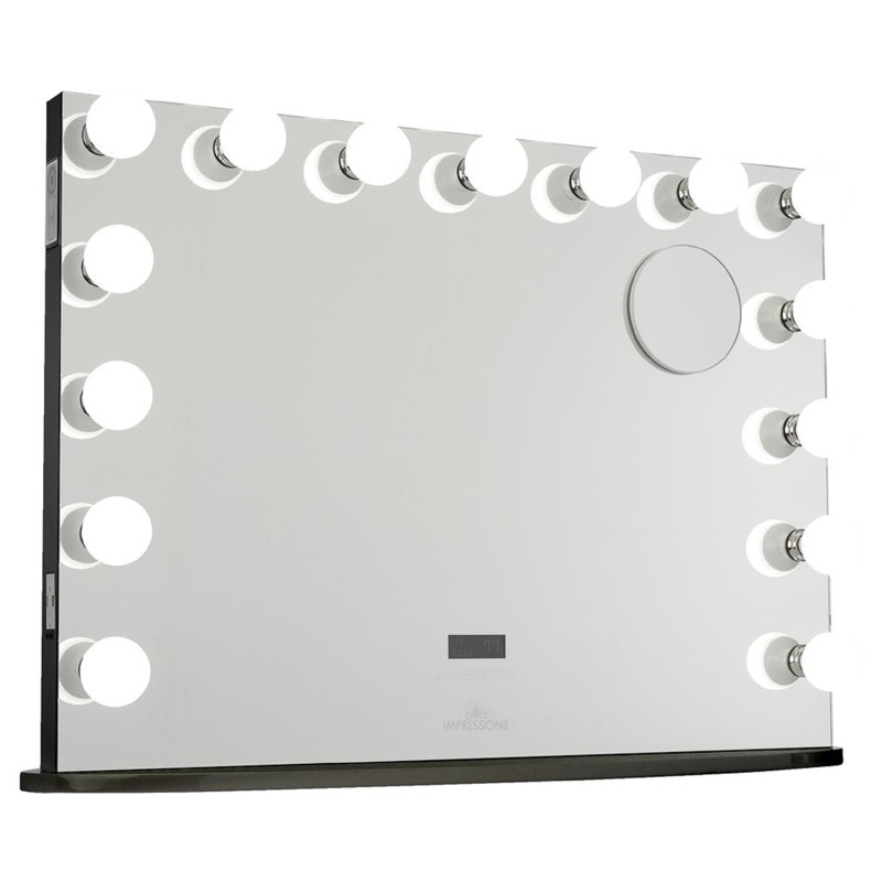 Hollywood Premiere Plus Vanity Mirror with 12 LED Bulbs 3X Magnifying Mirror with 2 USB Ports, Black