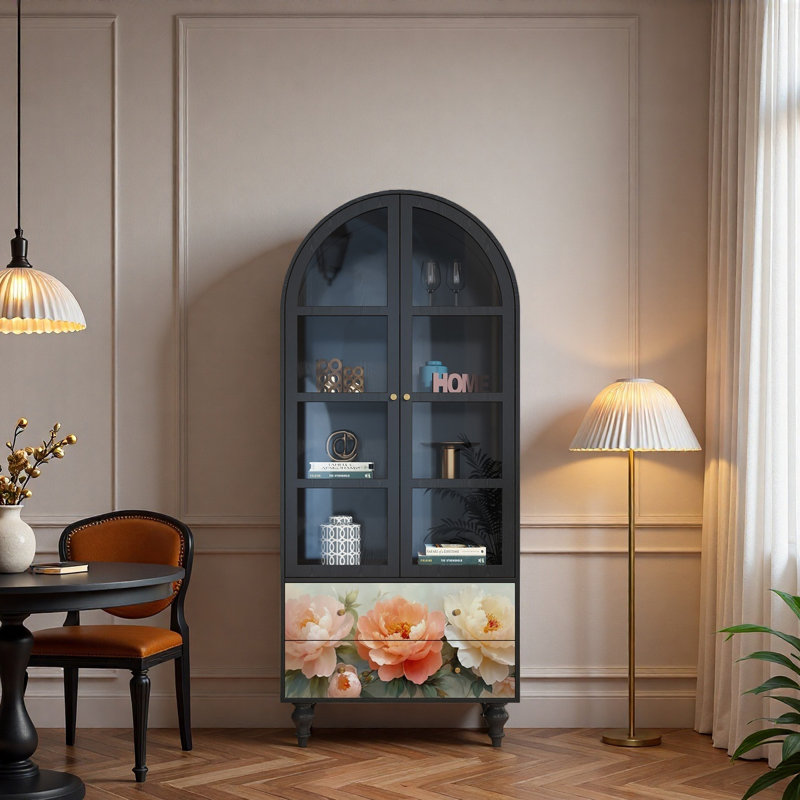 Vitrine en bois massif Floral