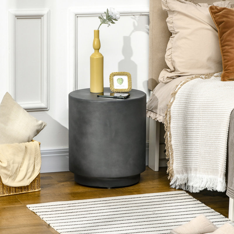 Table d'appoint ronde avec finition en béton, Dark Gray