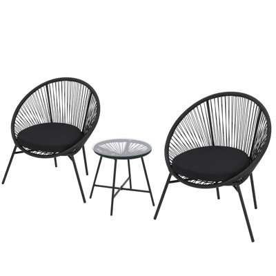 3-Piece Acapulco Patio Set – All-Weather Woven Chairs & Tempered Glass Table for Balcony/Deck