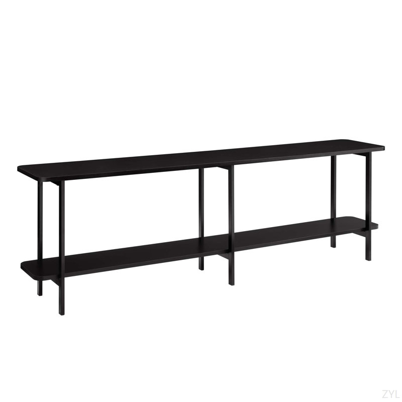 71" Console Table With Shelf, Black