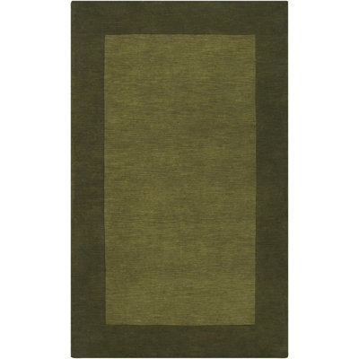 Dolma Handmade Hand Loomed Wool Dark and Hunter Green Rug