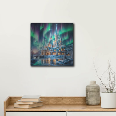  «Magical Castle Under Northern Lights» par Rey Klimt, art mural en métal