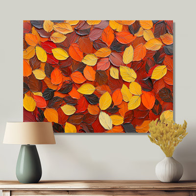 Feuilles d'automne au Canada II - art mural floral en métal, feuilles, impression sur métal