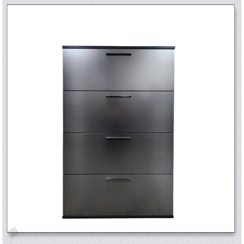 Commode géante à quatre tiroirs Bliss en gris métallique avec rangement extra profond et finition durable