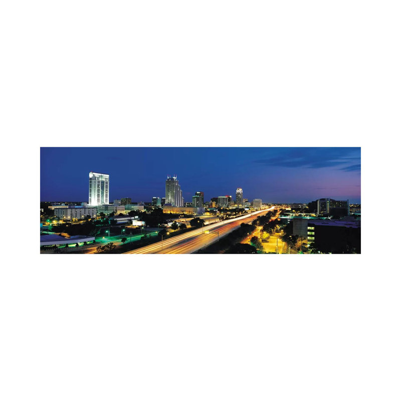Orlando Panoramic Skyline Cityscape (Night) - Wrapped Canvas Panoramic Print, 30.48 cm H x 91.44 cm W x 1.91 cm D