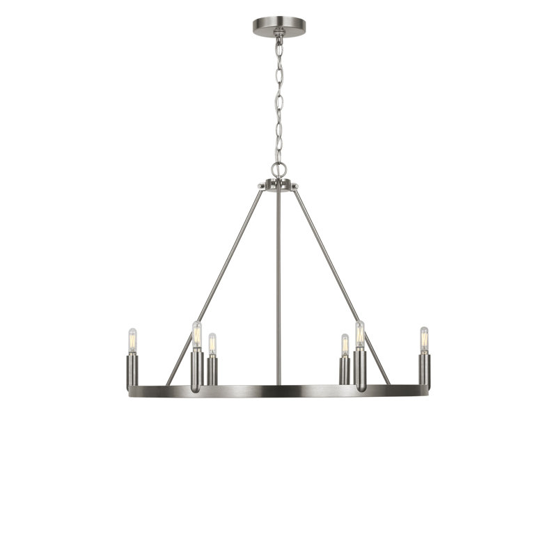 Lustre à six lumières Mirla, Nickel brossé, Non