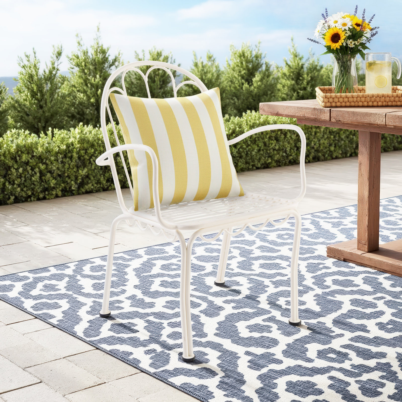 Business and Pleasure Co Stackable Patio Armchair, Antique White