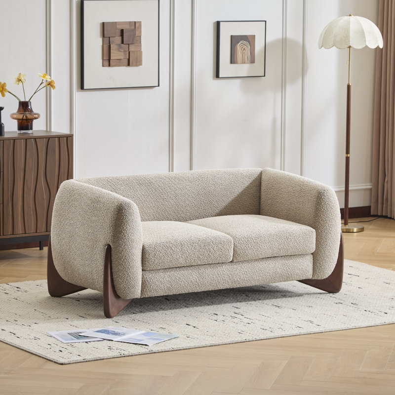 Canapé Rhudine Boucle, 2, H 27 po x l 63 po x P 32 po, Amande