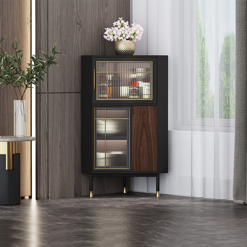 Armoire de coin en bois manufacturé noir, Noir