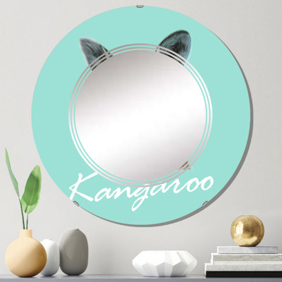 Portrait de kangourou - Miroir mural rond traditionnel