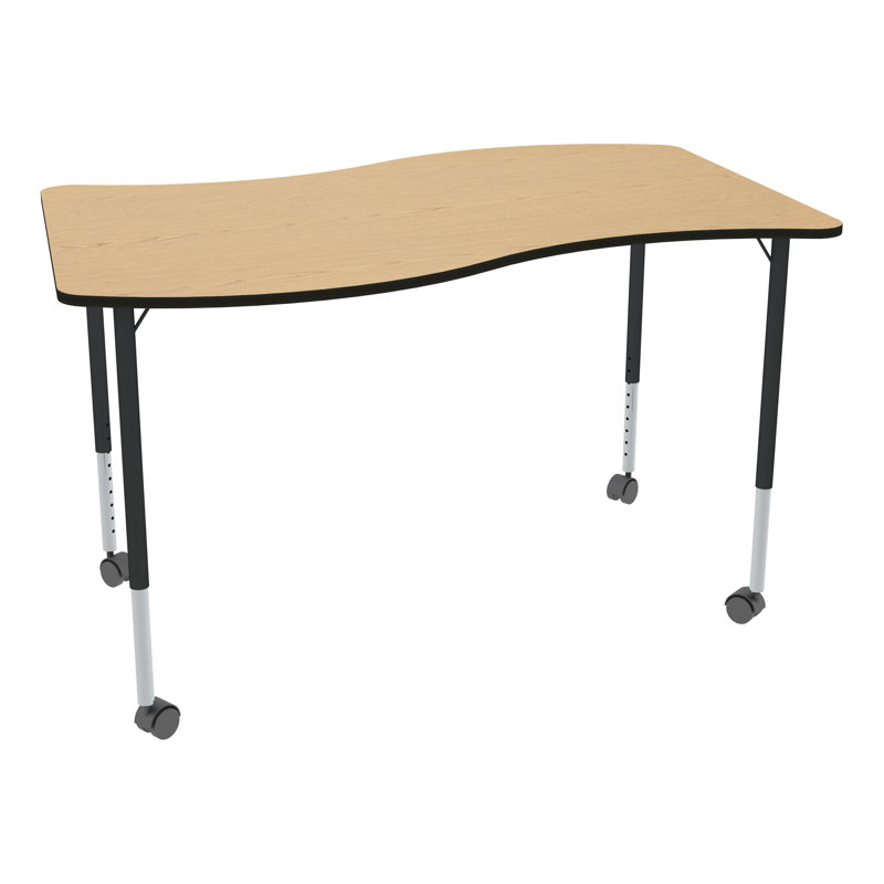 Table d'activité à hauteur ajustable avec roulettes Structure Series Wave, L 48 po x l 30 po, gris, Noir / Noir