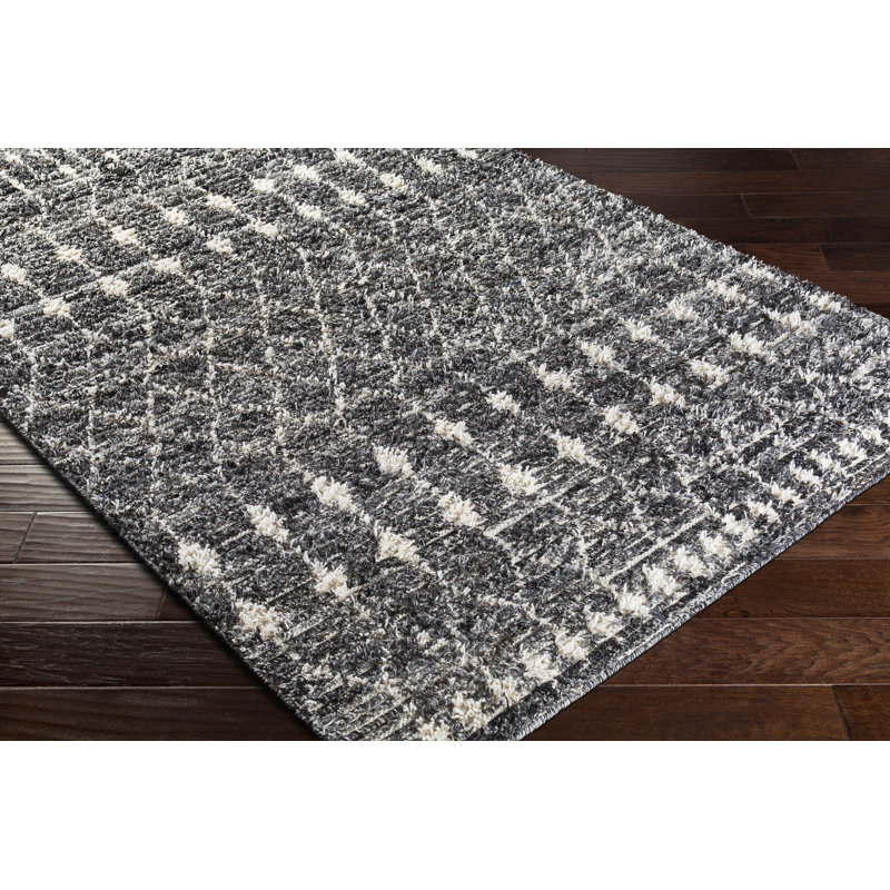 Geometric Area Rug in Charcoal, Rectangle 2' x 3'