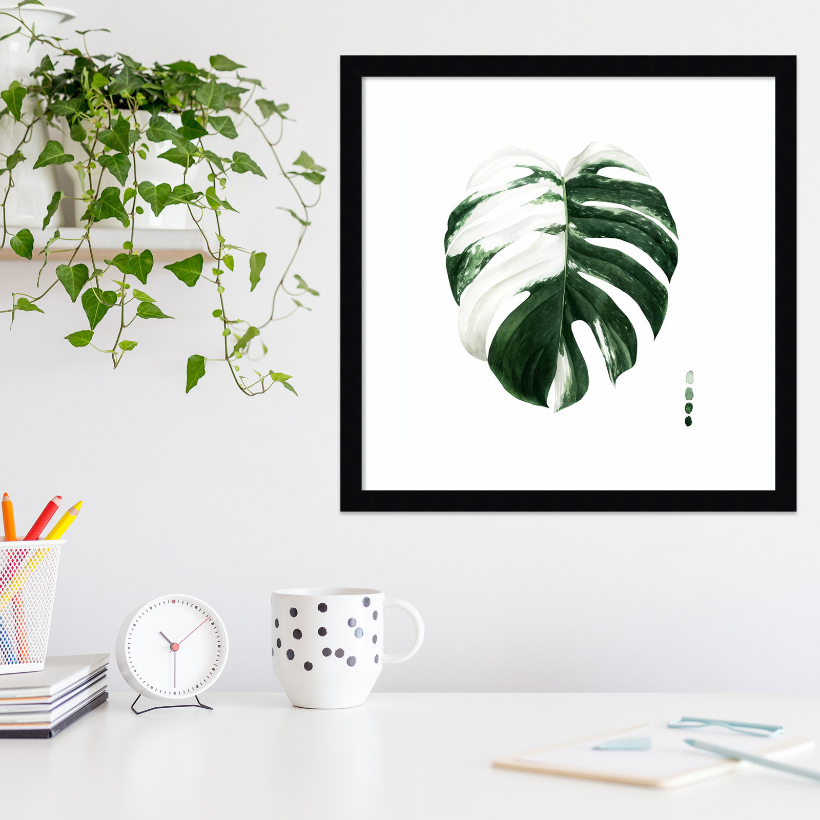 Variegated Monstera II by Grace Popp, Black Framed Paper, 19.38" H x 19.38" W x 0.88" D