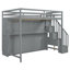 Lit escamotable double au-dessus de double avec élévateur hydraulique, bureau et rangement - Lit superposé peu encombrant pour enfants et petites pièces, gris-1462909782