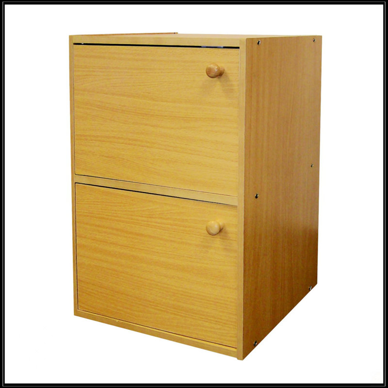 24" Tall 2-Tier Wooden Bookcase / Book Shelf With Doors