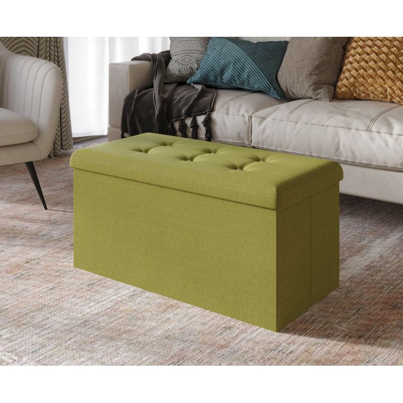 Banc de rangement rembourré Millett, Lin citronnelle