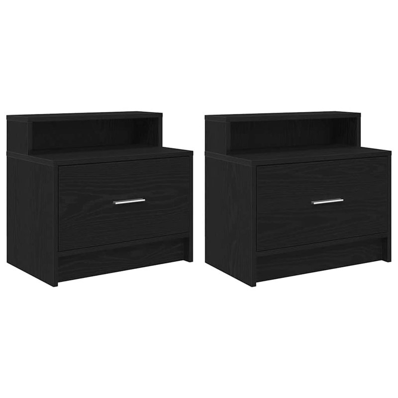 Asira 51 cm W Bedside Table, Black Oak, Set of 2