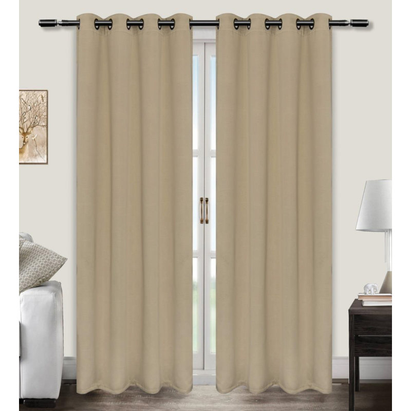 Clinger Blackout Curtains / Drapes Pair, Taupe, 55" W x 63" L