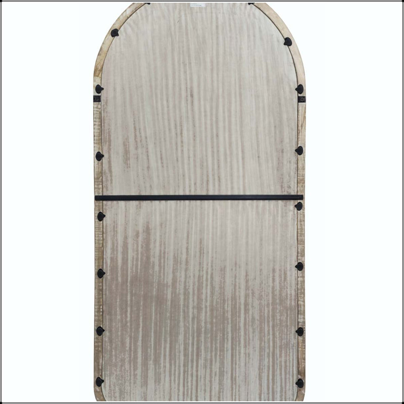 Miroir mural arqué pleine longueur avec cadre en bois de manguier