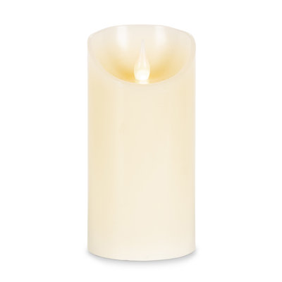 Park Hill Collection Flameless Wax Pillar Candle With Fire Glow Tip, 3"x6" In White