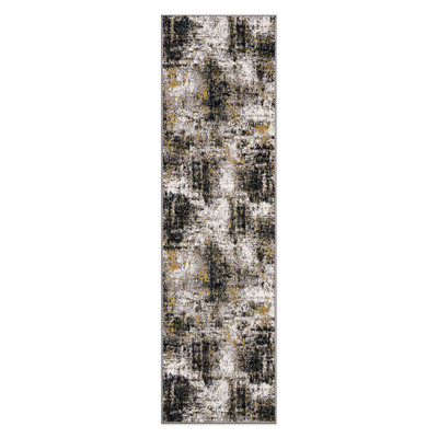 Tapis abstrait jaune / noir / gris