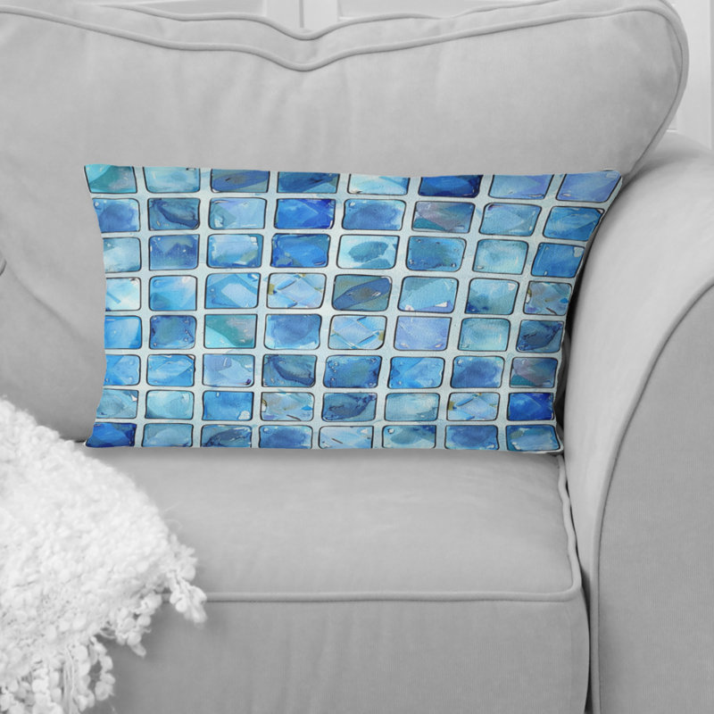 Carreau de mosaïque bleu moderne II - Coussin lombaire moderne