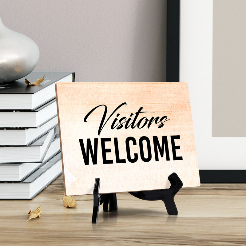 Enseigne de table ou de comptoir visiteurs visiteurs avec support de chevalet, 6 po x 8 po
