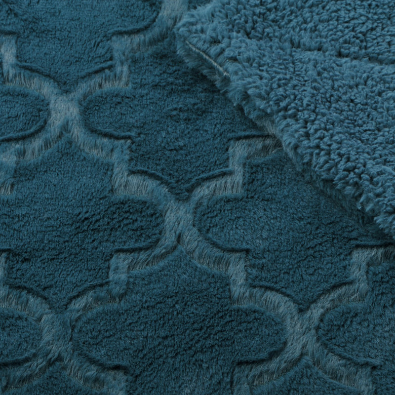 Dark Teal Faux Fur and Sherpa Reversible Throw Blanket, 50" x 60"