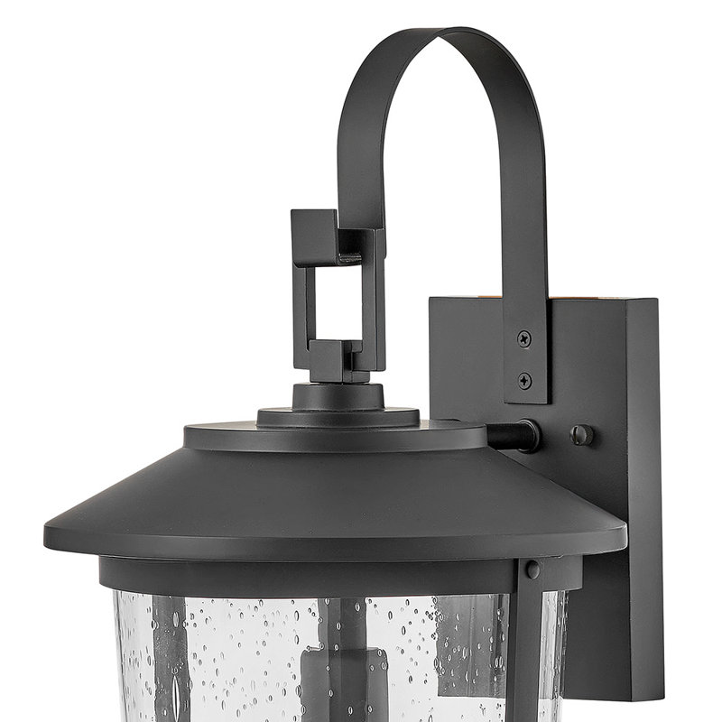 Lanterne murale d'extérieur en verre grainé noir Kinsler Cocci, H 22 po x l 10,5 po x P 11,7 po