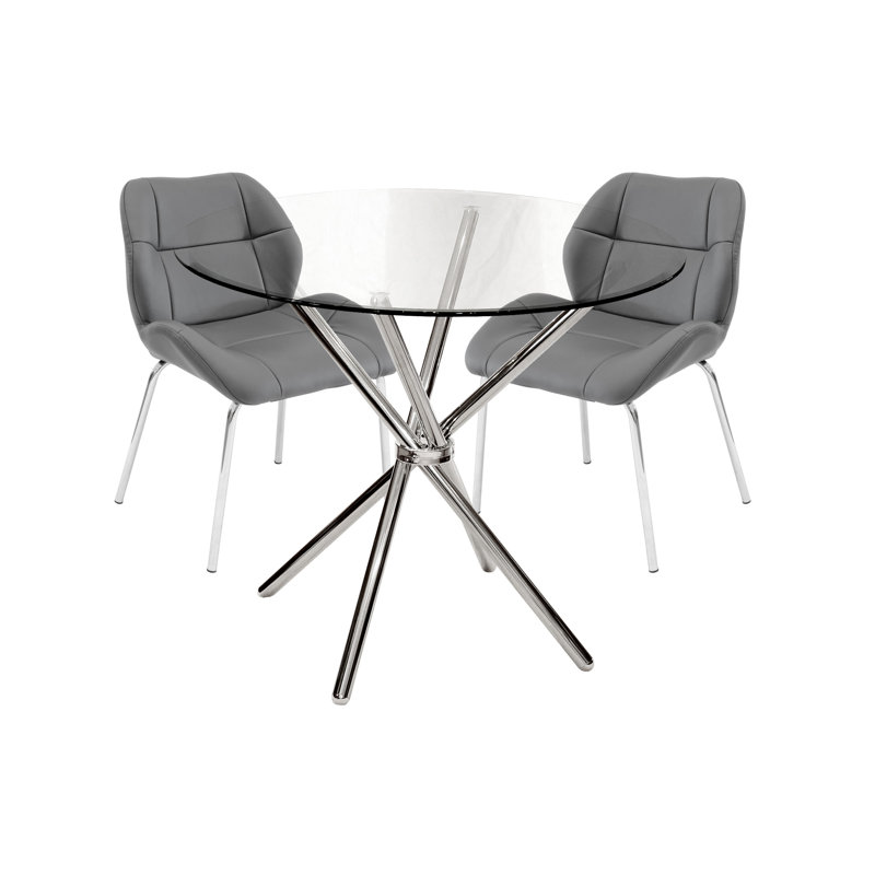 Dereham 2 - Person Dining Set, Grey, Chrome