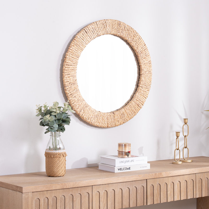 Straw Ropes Wall Mirror, 24" x 24", Natural
