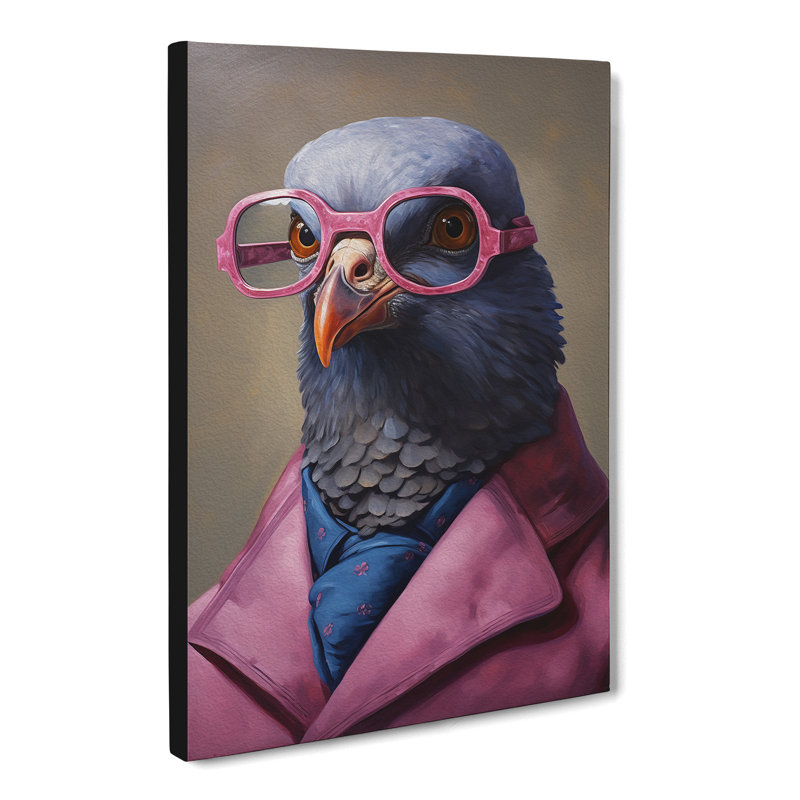 Pigeon With Glasses - No Frame Print, 50cm H x 35cm W x 3cm D