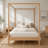 Solid Wood Queen Size Canopy Bed Frame Four Poster Platform Bed with Slats Support, No Box Spring Needed