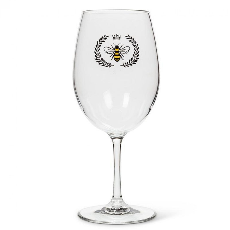 Bee In Crest Stemmed Wine Goblet