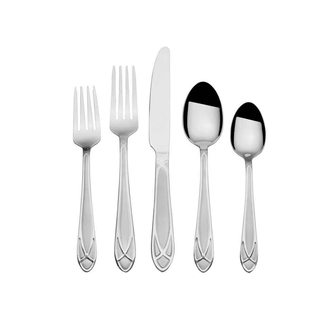 Pfaltzgraff Mirage Frost 42-Piece Stainless Steel Flatware Set with Caddy, Service For 8 Pfaltzgraff
