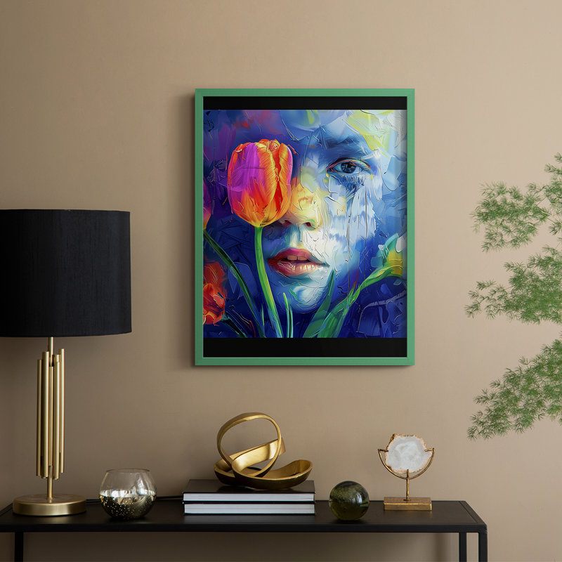 Reproduction encadrée FLORAL Series DCCDXI - bois massif, H 11 po x l 9 po, Vert