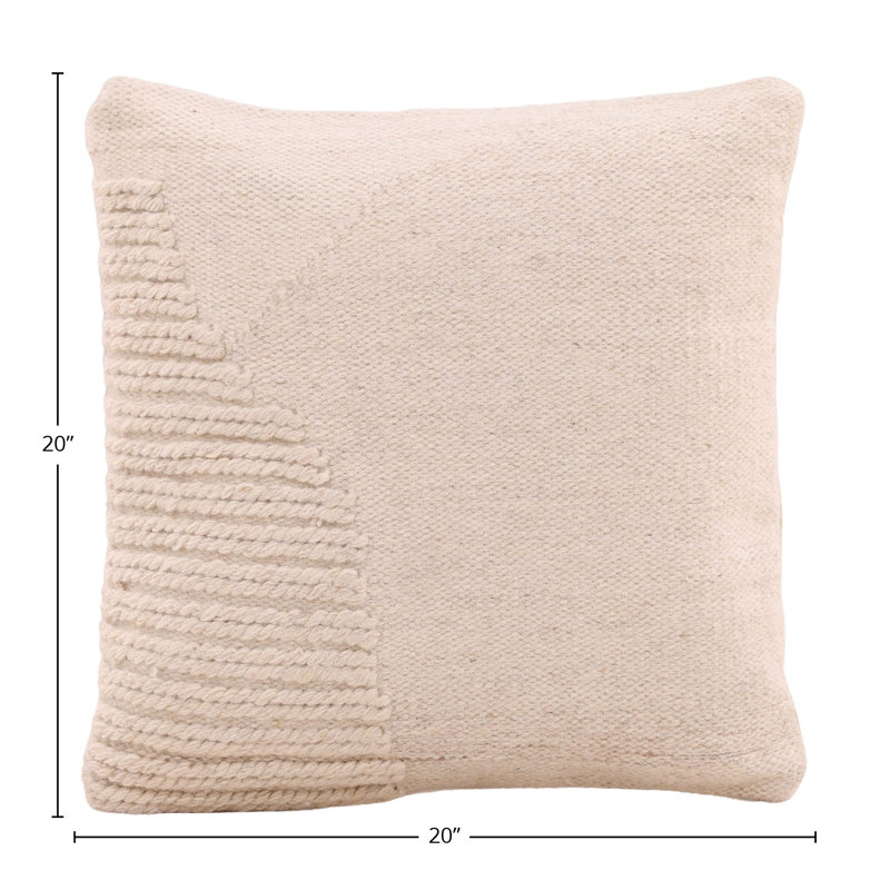 Zephyrine Handwoven Wool Pillow, Ivory