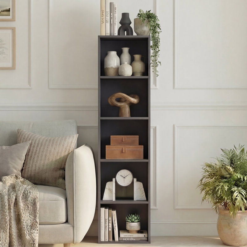 Gerardi 32cm W Standard Bookcase, 132 cm H x 32 cm W, Grey