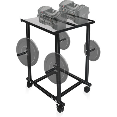 Support pour haltères et arbre pour haltères - Support pour haltères en acier compact de 260 lb - Support pour haltères Power Block ajustable avec repose-plaque, base antidérapante, thermolaqué