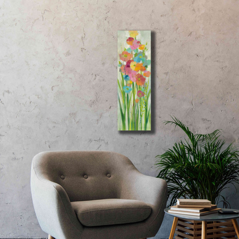 «Long Stem Bouquet I» par Silvia Vassileva, art mural sur toile, H 36 po x l 12 po