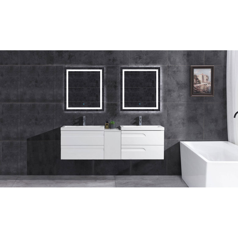 Meuble-lavabo mural double l 72 po x P 18 po x H 22 po