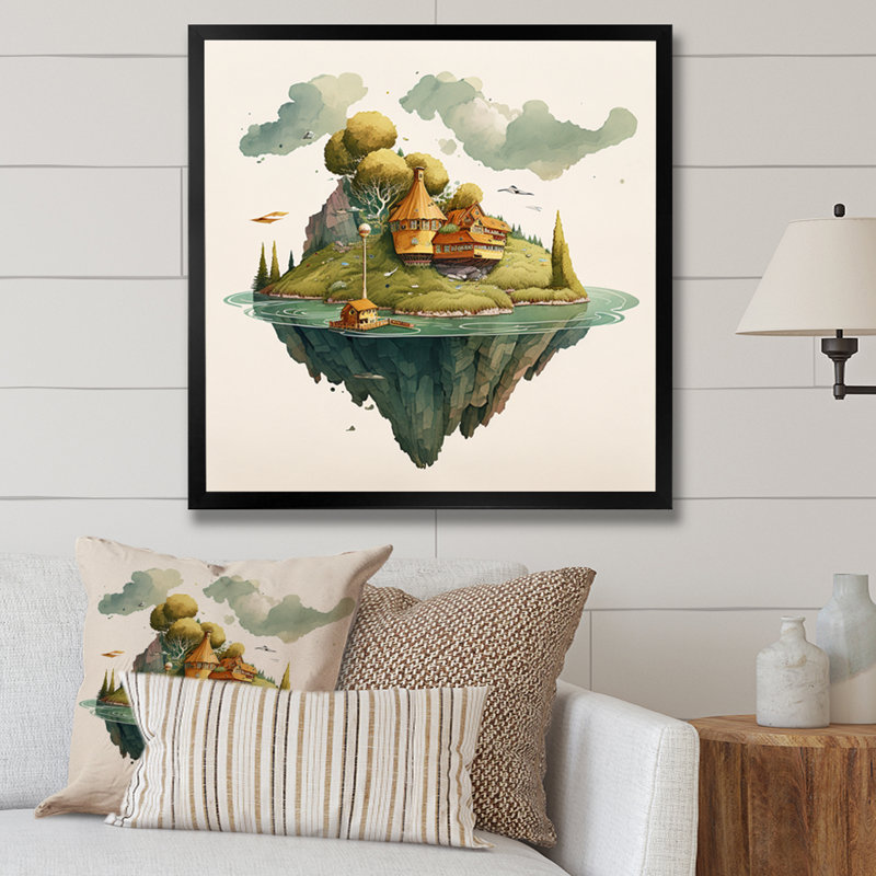 Maison Younkin sur une île privée I, Cadre photo noir, H 16 po x l 16 po x P 1 po