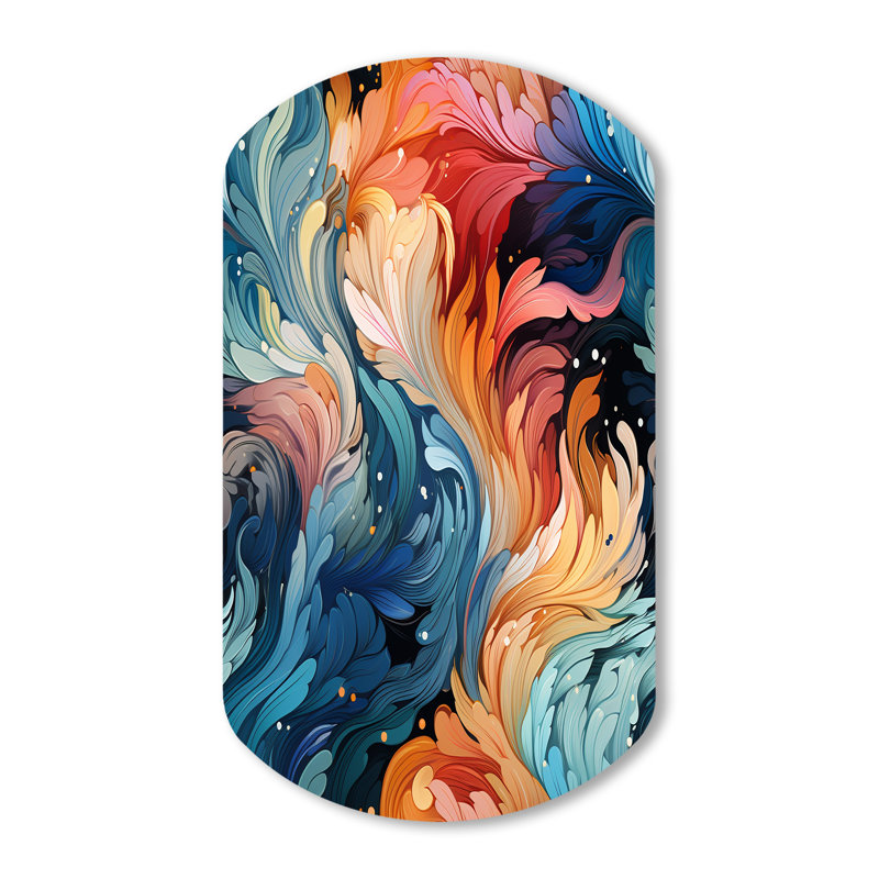«Swind - Asymmetric Paisley», reproduction murale en métal cylindrique, H 43 po x l 23 po